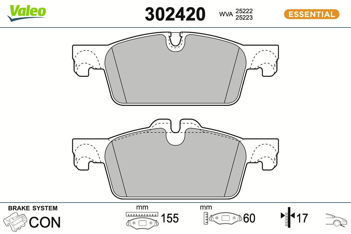 Jeu de 4 plaquettes de frein VALEO ref. 302420